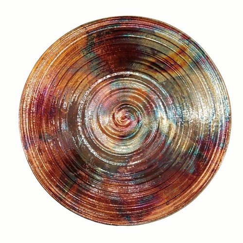 MW-360 Raku Platter Copper/Teal $400 at Hunter Wolff Gallery