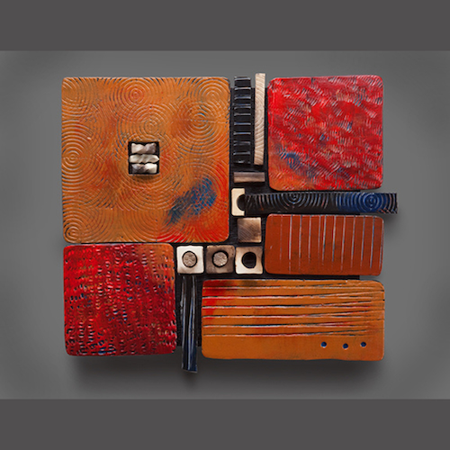 RC-005 Ceramic Wall Scupture Oblong Square $340 at Hunter Wolff Gallery