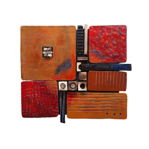 RC-005 Ceramic Wall Scupture Oblong Square $340 at Hunter Wolff Gallery