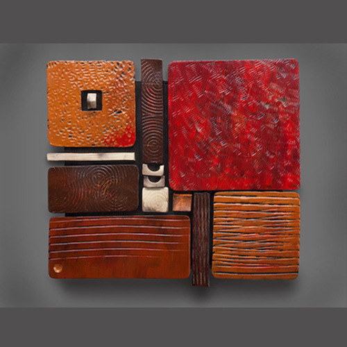 RC-006 Ceramic Wall Scupture Oblong Square $340 at Hunter Wolff Gallery