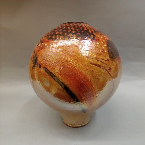 Click to view detail for Raku Vase, 3x Fired