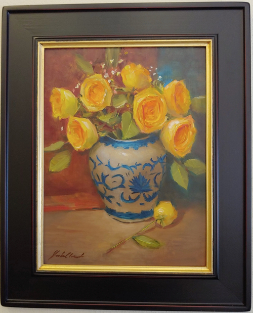 Click to view detail for Roses in Blue 16x12 $950