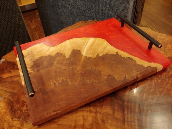 SH183 Charcuterie Board Maple/Red $195 at Hunter Wolff Gallery