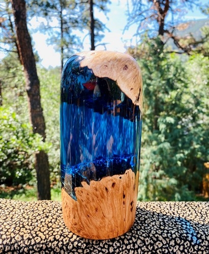 SH191 Double Cap Maple Burl/Blue $400 at Hunter Wolff Gallery