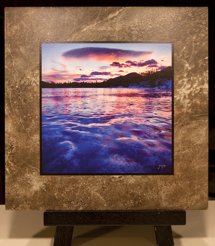 Click to view detail for Sprague Winter Sunset on Stone Plaque 12x12 $90