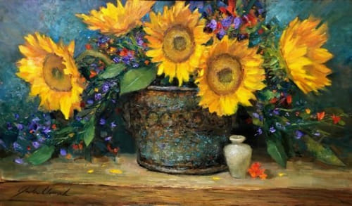 Click to view detail for Sunflowers 14x24