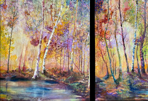 Click to view detail for Totem Trees 48x72 Diptych $6100