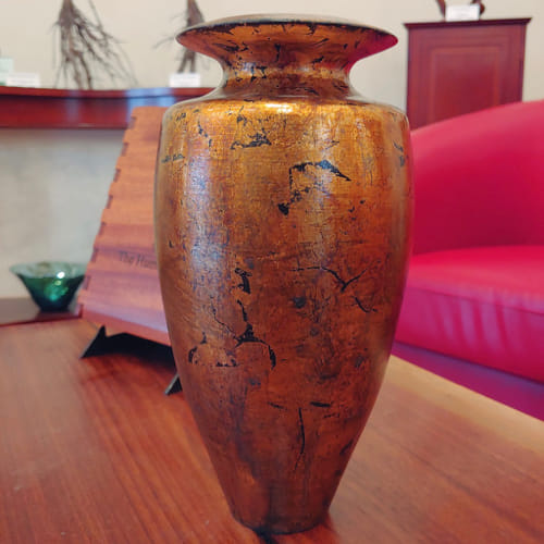 BEN-2003 Vase, Turned Wood with Silver Leaf Finish $200 at Hunter Wolff Gallery