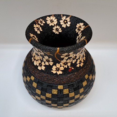VL-015 Vase Gold on the Diagonal 7.75x7 $1200 at Hunter Wolff Gallery